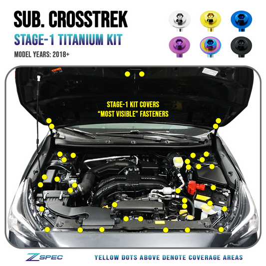 ZSPEC Stage-1 Dress Up Bolts® Fastener Kit for '18-24 Subaru CrossTrek, Titanium - Howling Moto