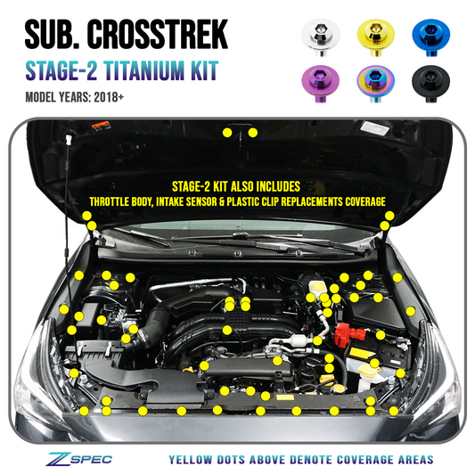 ZSPEC Stage-2 Dress Up Bolts® Fastener Kit for '18-24 Subaru CrossTrek, Titanium - Howling Moto