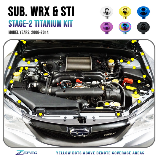 ZSPEC Stage-2 Dress Up Bolts® Fastener Kit for '08-14 Subaru WRX & STi, Titanium - Howling Moto