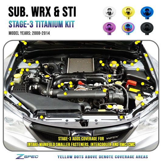 ZSPEC Stage-3 Dress Up Bolts® Fastener Kit for '08-14 Subaru WRX & STi, Titanium - Howling Moto
