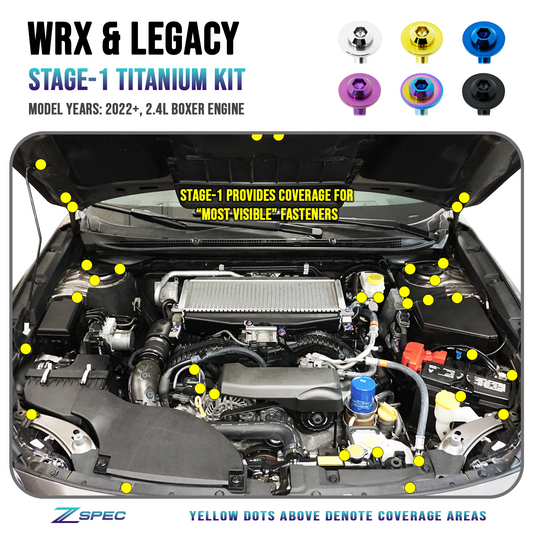 ZSPEC Stage-1 Dress Up Bolts® Fastener Kit for '22+ Subaru WRX & Legacy, Titanium - Howling Moto