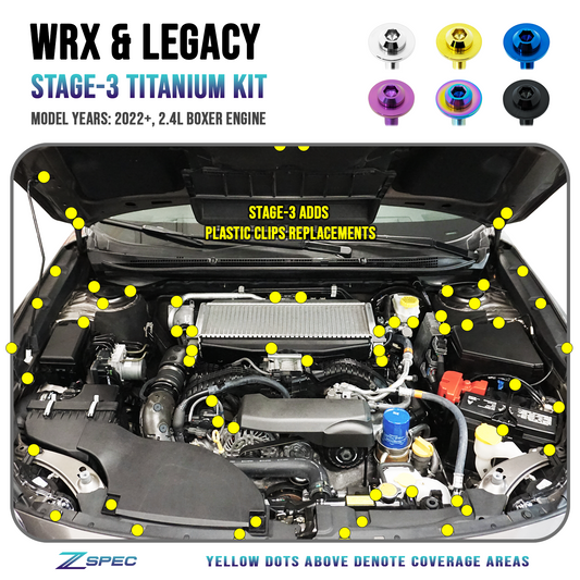 ZSPEC Stage-3 Dress Up Bolts® Fastener Kit for '22+ Subaru WRX & Legacy, Titanium - Howling Moto