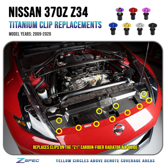 ZSPEC Plastic-Clips Replacements for Z1 Motorsports '09-20 Nissan 370z Z34 Radiator Guide, Titanium - Howling Moto