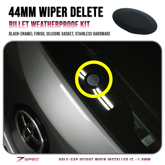 ZSPEC Rear Wiper Delete/Hole-Cap, 44mm Billet Weatherproof, BLACK - Howling Moto
