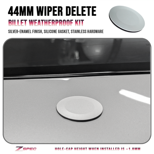 ZSPEC 44mm Rear Wiper Hole-Cover/Cap/Plug, Weatherproof, Billet, Silver Finish - Howling Moto