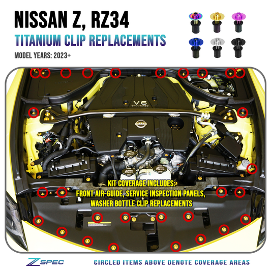 ZSPEC Plastic-Clips Replacement Kit for '23+ Nissan Z RZ34, Grade-5 Titanium - Howling Moto