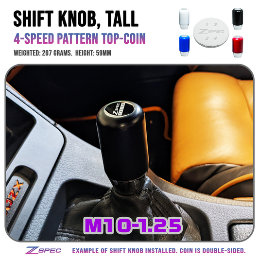 ZSPEC Shift Knob, M10-1.25, Delrin & Stainless, 207 Grams, 4-Speed Pattern - Howling Moto