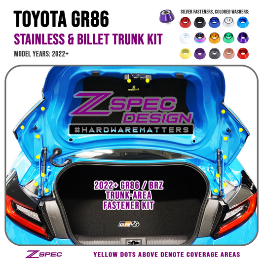 ZSPEC Trunk Area Fastener Kit for '22+ Toyota GR86 & Subaru BRZ, Stainless & Billet - Howling Moto