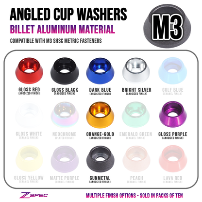 ZSPEC M3 Angled Cup Finish Washers for SHSC Socket-Cap Fasteners, 10-Pack - Howling Moto
