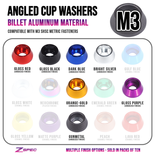 ZSPEC M3 Angled Cup Finish Washers for SHSC Socket-Cap Fasteners, 10-Pack - Howling Moto