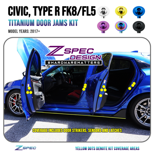 ZSPEC Dress Up Bolts® Door-Jam Area Fastener Kit for the Civic FK8 Type R, Titanium - Howling Moto