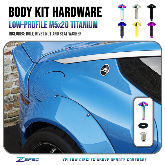 ZSPEC Low-Profile Body Kit Fastener, M5x20mm, Titanium w/ Rivet Nut, Per Each - Howling Moto