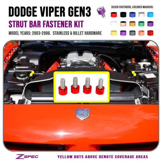 ZSPEC Strut Tower Brace Fasteners for '03-06 Dodge Viper, Stainless & Billet - Howling Moto