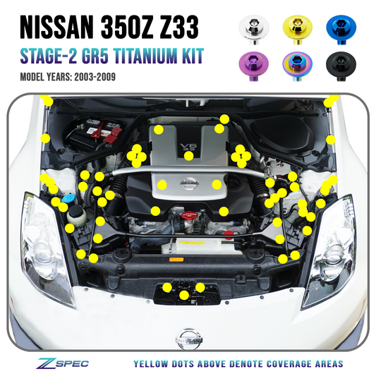ZSPEC Stage-2 Dress Up Bolts®/Fastener Kit for '03-'08 Nissan 350z DE & HR, Titanium - Howling Moto