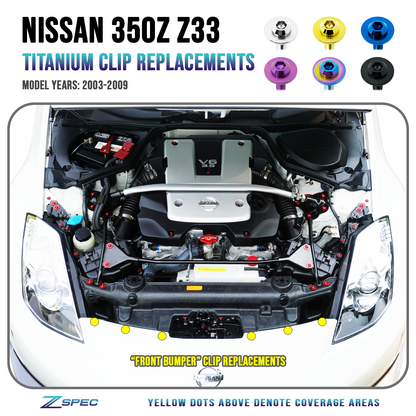 ZSPEC "Front-Bumper Only" Clips Replacement Kit for Nissan 350z Z33, Titanium - Howling Moto
