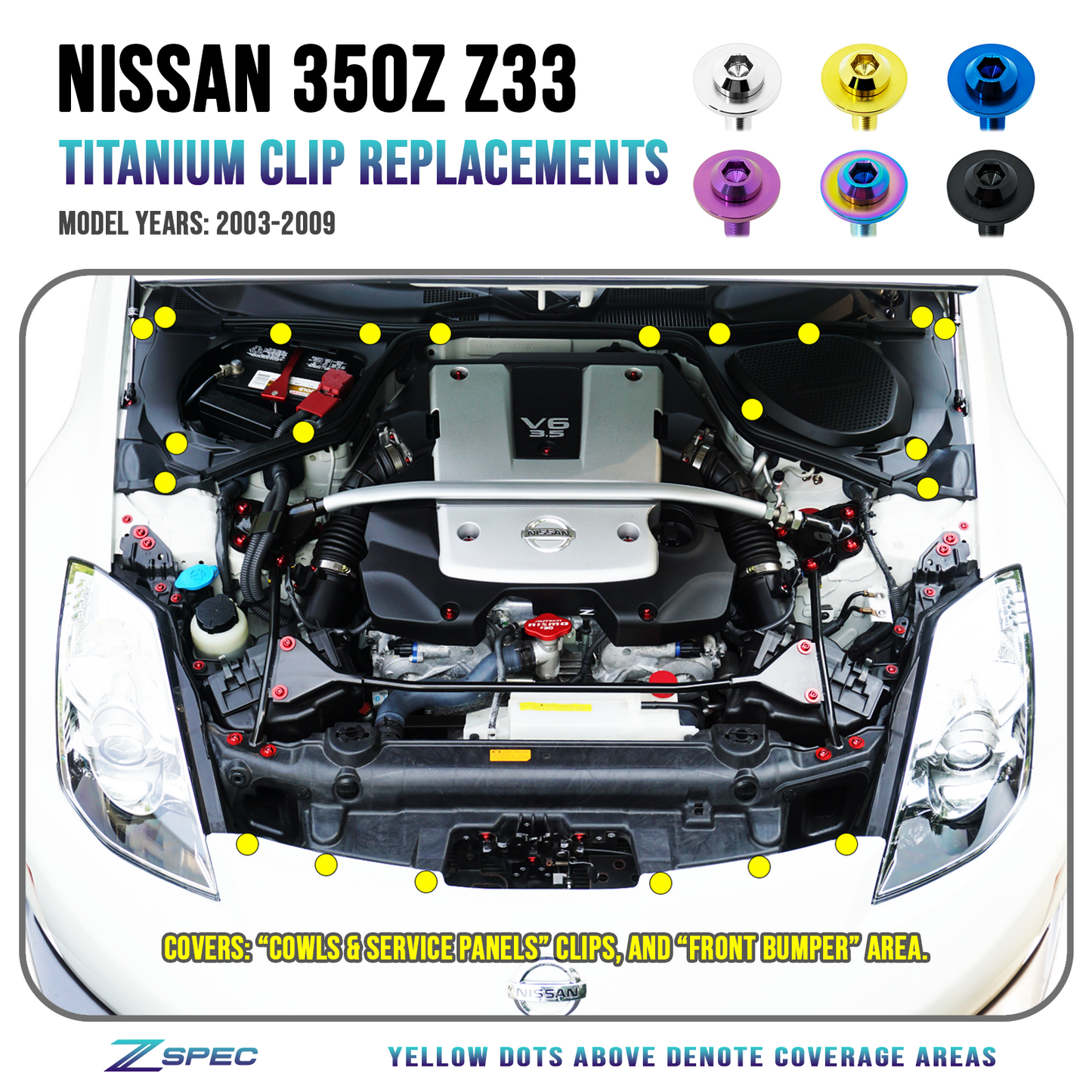 ZSPEC Titanium Clips Replacements for '03-09 Nissan 350z Z33 - Howling Moto