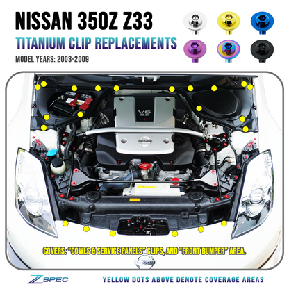 ZSPEC Titanium Clips Replacements for '03-09 Nissan 350z Z33 - Howling Moto