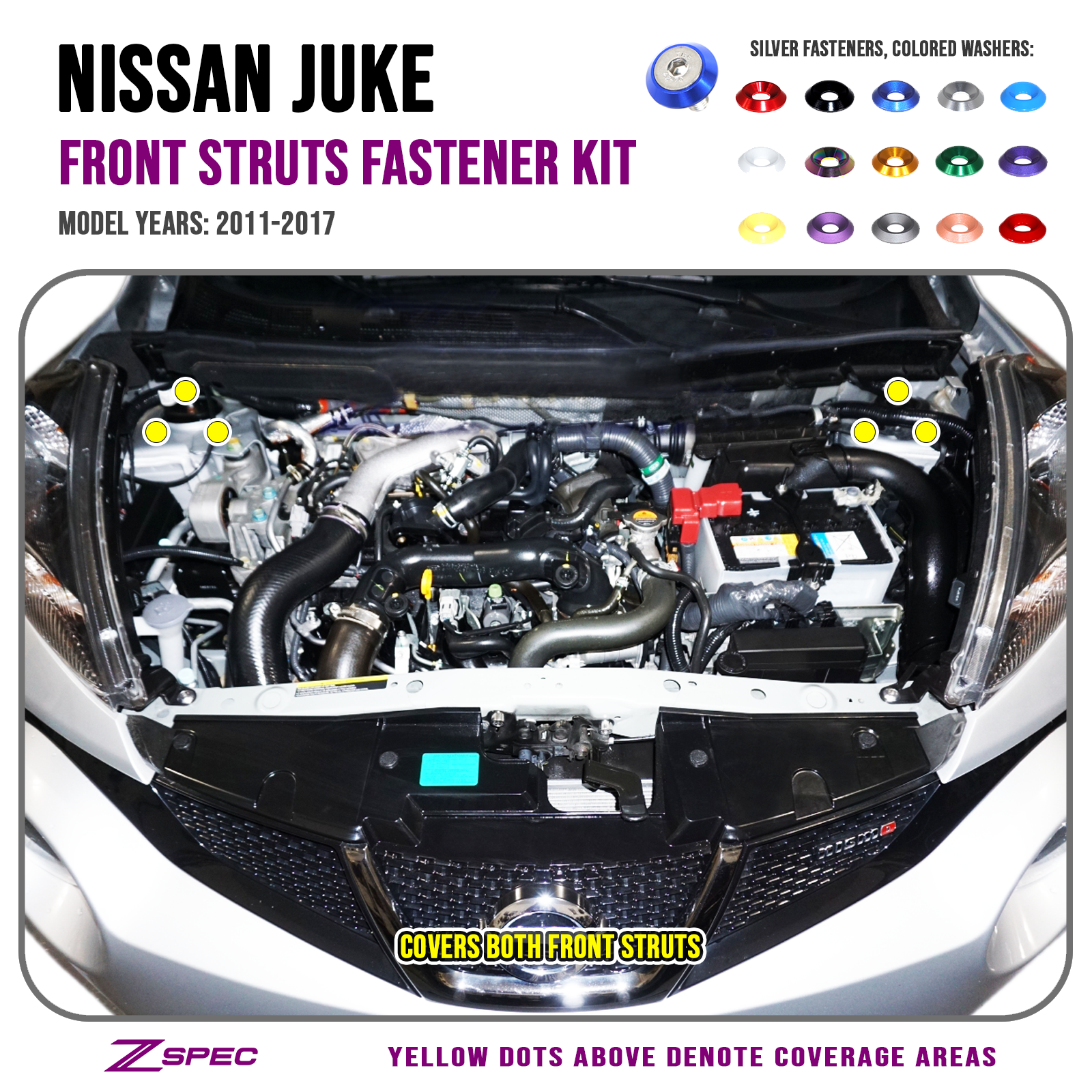 ZSPEC Front Struts Fastener Kit for Nissan Juke, Stainless & Billet - Howling Moto