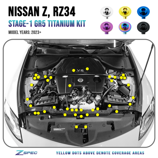 ZSPEC Stage-1 Dress Up Bolts® Hardware Kit for Nissan Z RZ34, Titanium - Howling Moto