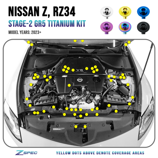 ZSPEC Stage-2 Dress Up Bolts® Hardware Kit for Nissan Z RZ34, Titanium - Howling Moto