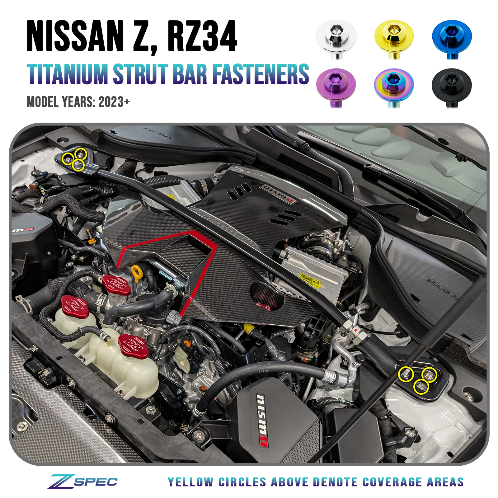 ZSPEC Strut Tower Brace/Bar Fastener Kit for '23+ Nissan Z RZ34, Titanium - Howling Moto