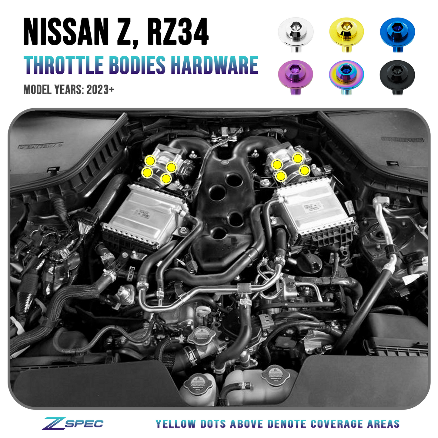 ZSPEC Throttle Bodies Fastener Kit for '23+ Nissan Z RZ34, Grade-5 Titanium - Howling Moto