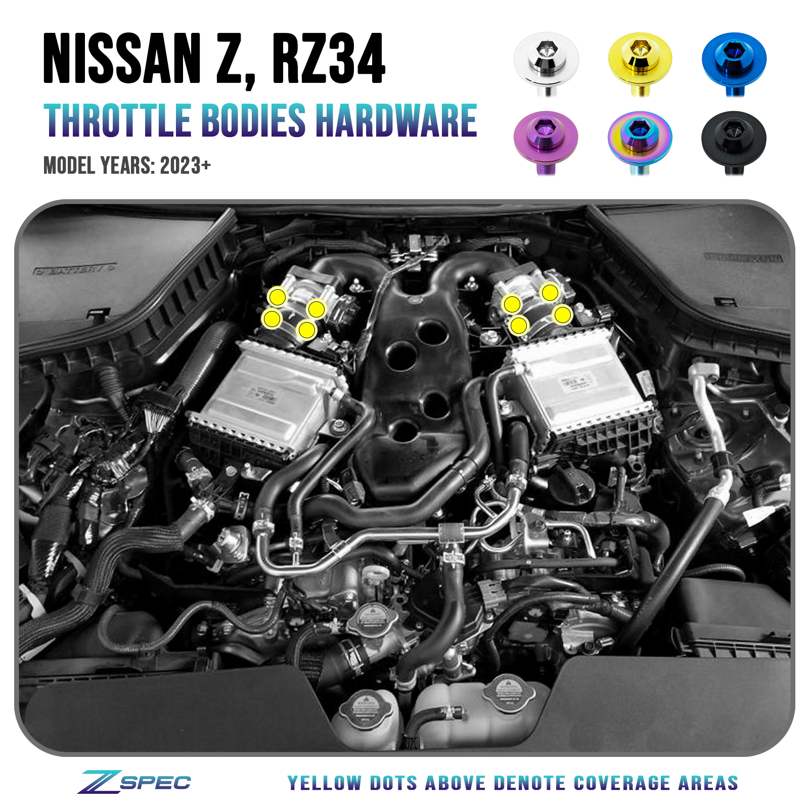 ZSPEC Throttle Bodies Fastener Kit for '23+ Nissan Z RZ34, Grade-5 Titanium - Howling Moto