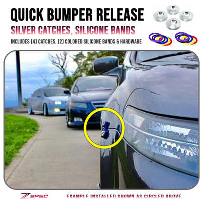 ZSPEC Quick Release Bumper Fastener Kit w/SILVER Catches & Colored Bands - Howling Moto