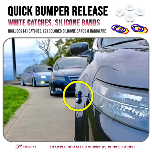 ZSPEC Quick Release Bumper Fastener Kit w/WHITE Catches & Colored Bands - Howling Moto