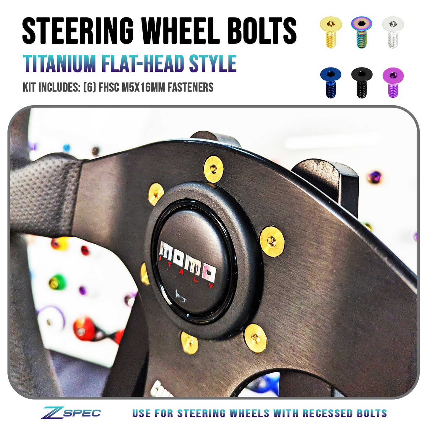 ZSPEC FHSC M5x16mm Steering Wheel Bolts, Titanium Grade-5, Six Bolts - Howling Moto