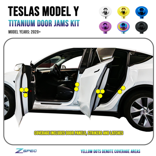 ZSPEC Door-Jams Fastener Kit, Strikers & Latches, for Tesla Model 3 & Y, Grade-5 Titanium - Howling Moto