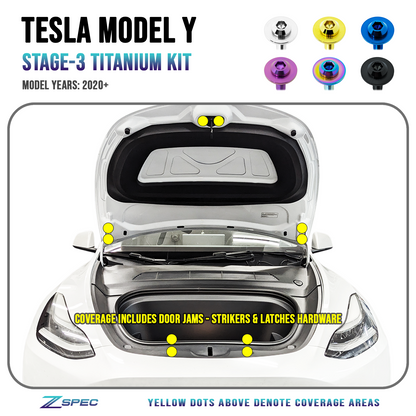ZSPEC Stage-3 Dress Up Bolts® Fastener Kit for the Tesla Model Y, Grade-5 Titanium - Howling Moto