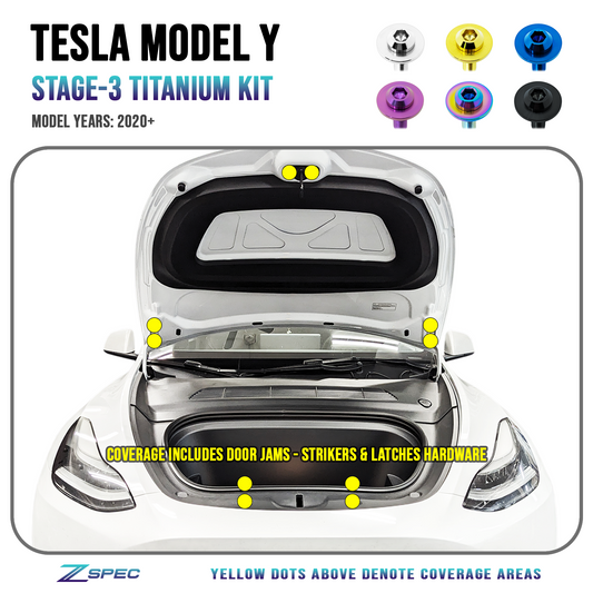 ZSPEC Stage-3 Dress Up Bolts® Fastener Kit for the Tesla Model Y, Grade-5 Titanium - Howling Moto