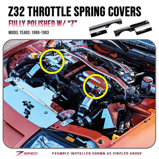 ZSPEC Polished w/Z Throttle Spring Covers for 90-93 Nissan Z32 300zx Early Plenum, Stainless - Howling Moto