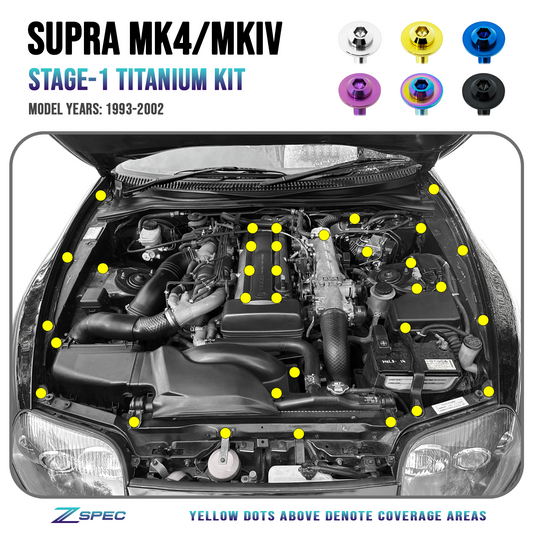 ZSPEC Stage-1 Dress Up Bolts® Fastener Kit for '93-02 Toyota Supra MKIV, Titanium - Howling Moto