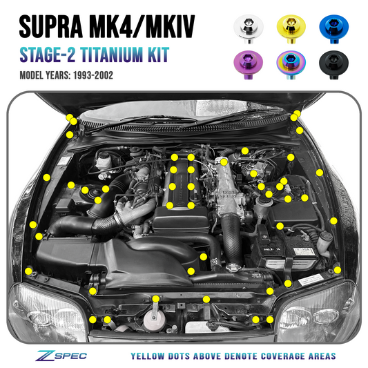 ZSPEC Stage-2 Dress Up Bolts® Fastener Kit for '93-02 Toyota Supra MKIV, Titanium - Howling Moto