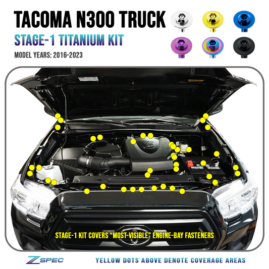 ZSPEC Stage-1 Dress Up Bolts® Fastener Kit for '16-23 Toyota Tacoma N300, Titanium - Howling Moto