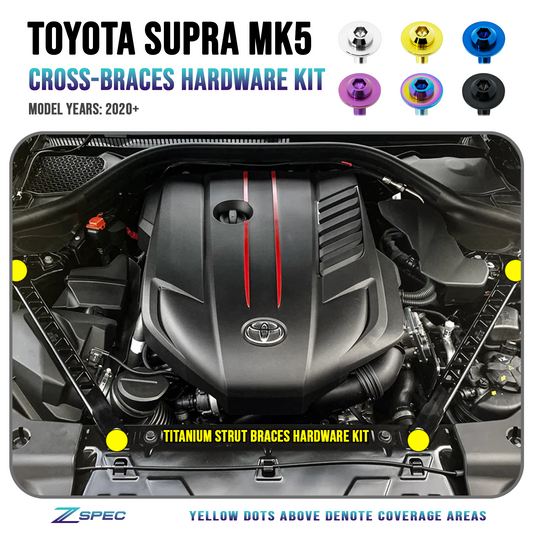 ZSPEC Front Strut Cross-Braces Fasteners for '20+ Toyota Supra MKV GR A90, Titanium - Howling Moto