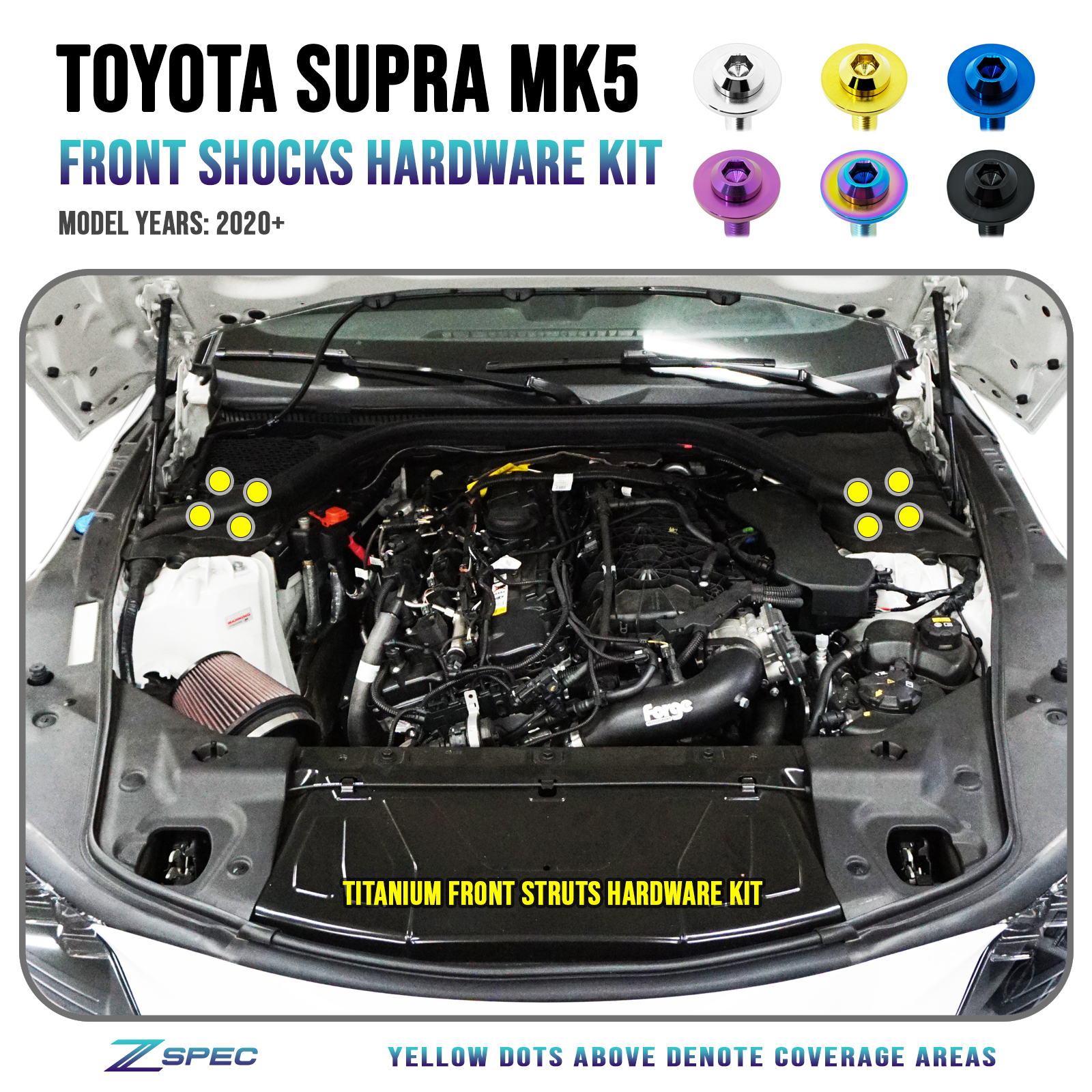 ZSPEC Front Struts Fastener Kit for '20+ Toyota Supra MKV GR A90, Grade-5 Titanium - Howling Moto