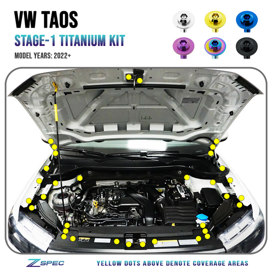 ZSPEC Stage-1 Dress Up Bolts® Fastener Kit for '22+ VW Taos, Grade-5 Titanium - Howling Moto