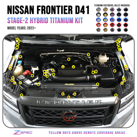 ZSPEC Stage-2 Engine Bay Fastener Kit for 22+ Nissan Frontier D41, Titanium - Howling Moto