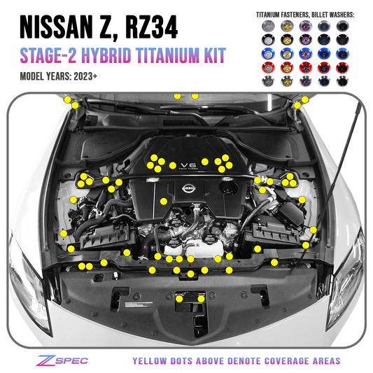 ZSPEC Stage-2 Dress Up Bolts® Hardware Kit for Nissan Z RZ34, Titanium & Billet - Howling Moto