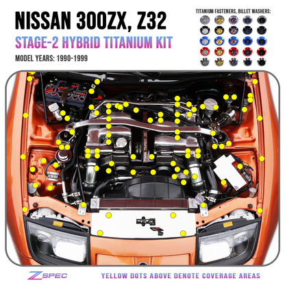 ZSPEC Stage-2 Dress Up Bolts® Kit for Nissan 300zx Z32, Titanium & Billet - Howling Moto