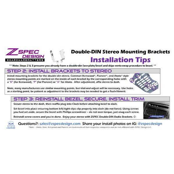 ZSPEC LHD Double-Din Radio Bezel w/Brackets for '90-99 Nissan Z32 300zx - Howling Moto
