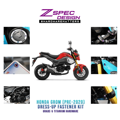 ZSPEC Dress-Up Bolts® Hardware Kit for the pre-2020 Honda Grom Platform, Titanium - Howling Moto