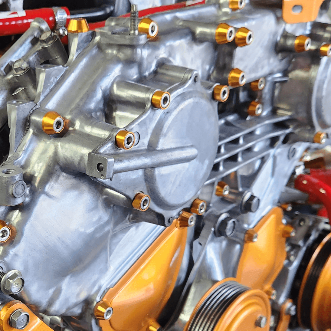 ZSPEC VQ35DE Front-Engine Covers Fastener Kit, CAM/Water Pump/Tensioner, Stainless & Billet - Howling Moto