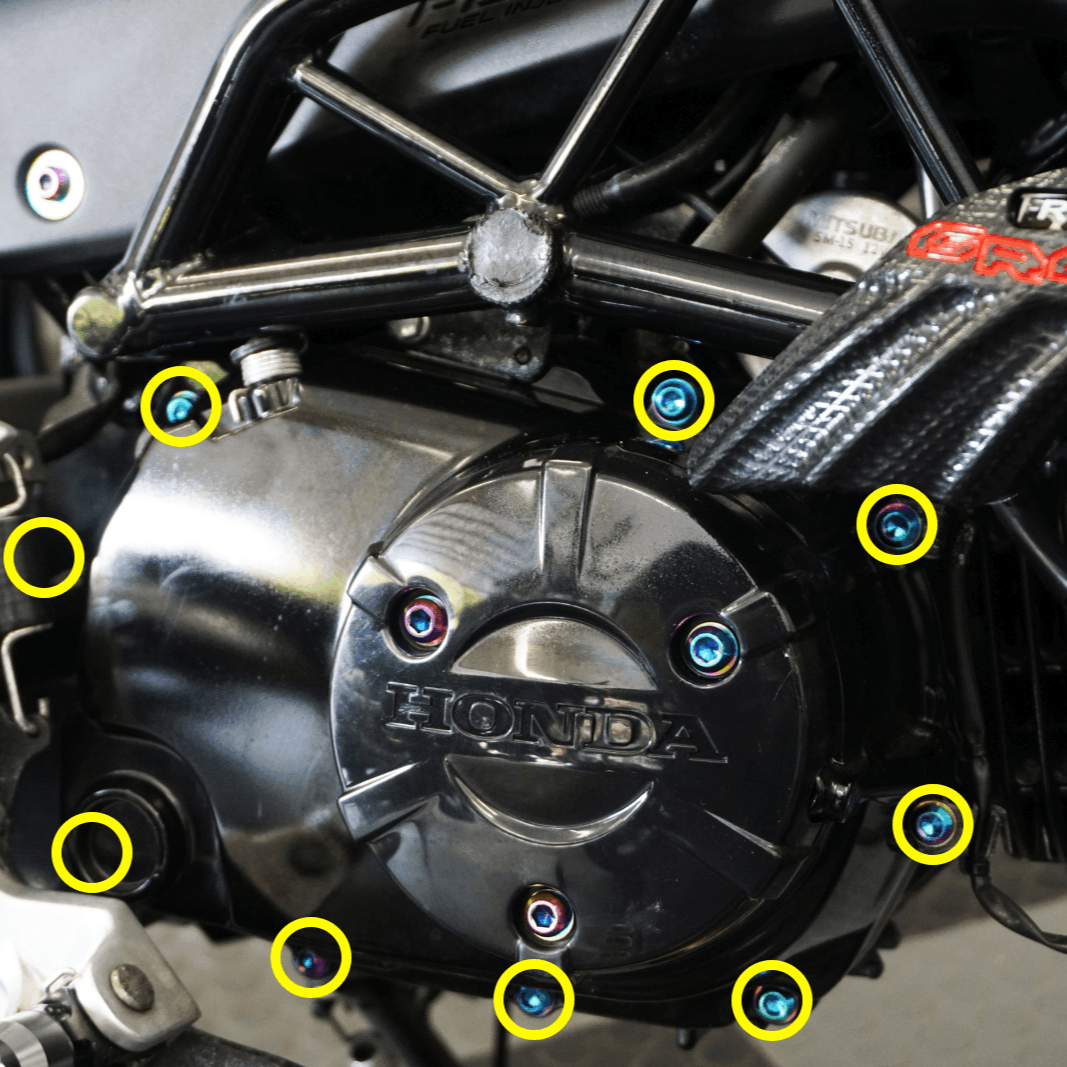 ZSPEC "Right-Side Engine Cover" Fastener Kit for the Honda Grom, Grade-5 Titanium - Howling Moto
