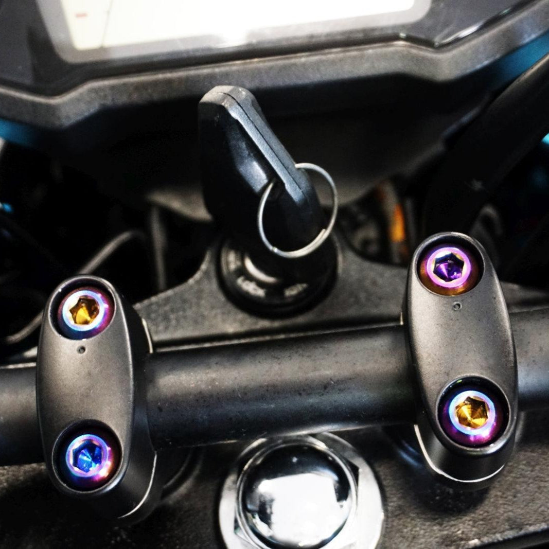 ZSPEC "Handle Bar Clamps" Fastener Kit for the Honda Grom, Grade-5 Titanium - Howling Moto