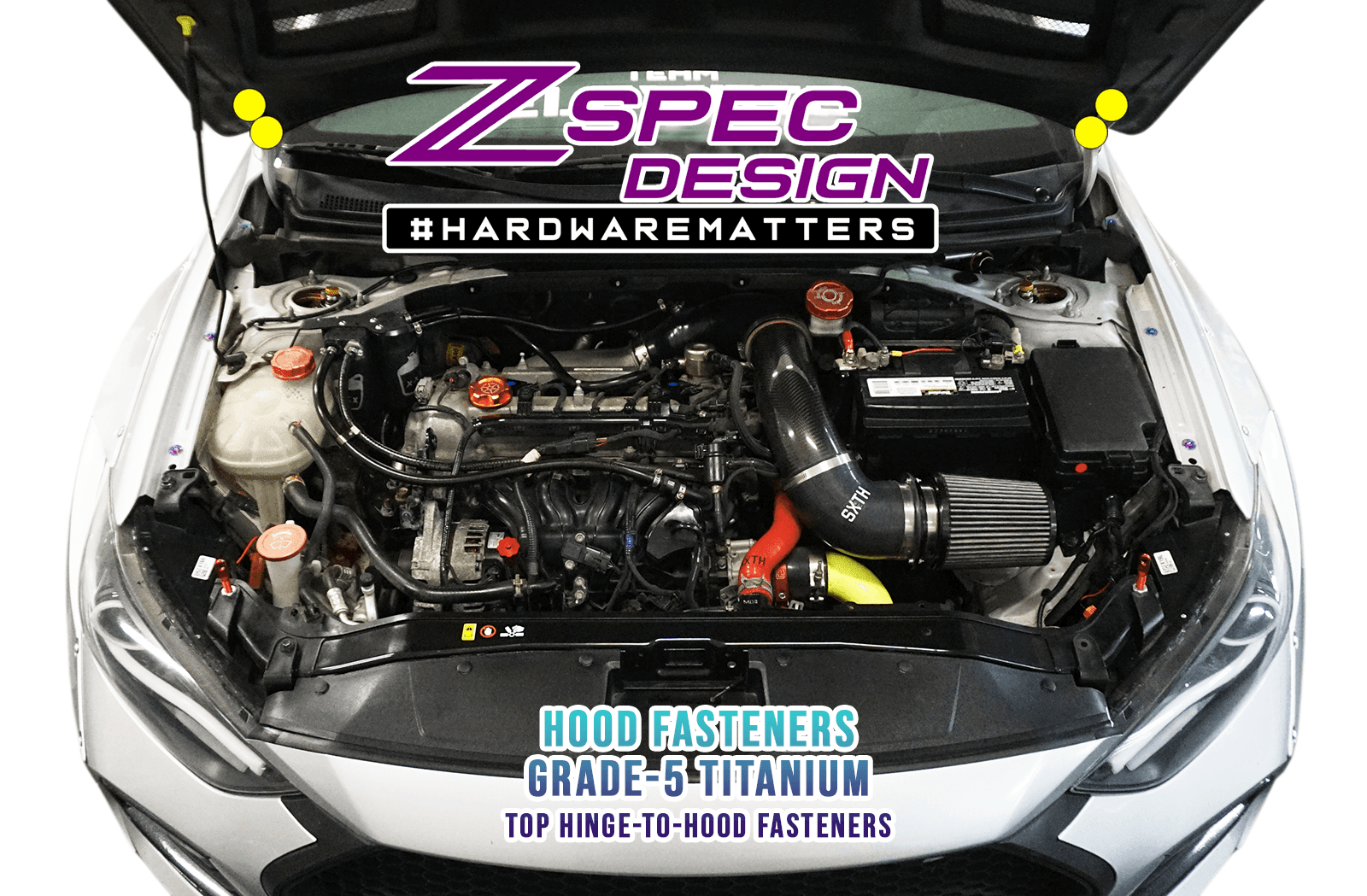ZSPEC Hood Dress Up Bolts® Fastener Kit for '17+ Hyundai Elantra, Titanium - Howling Moto