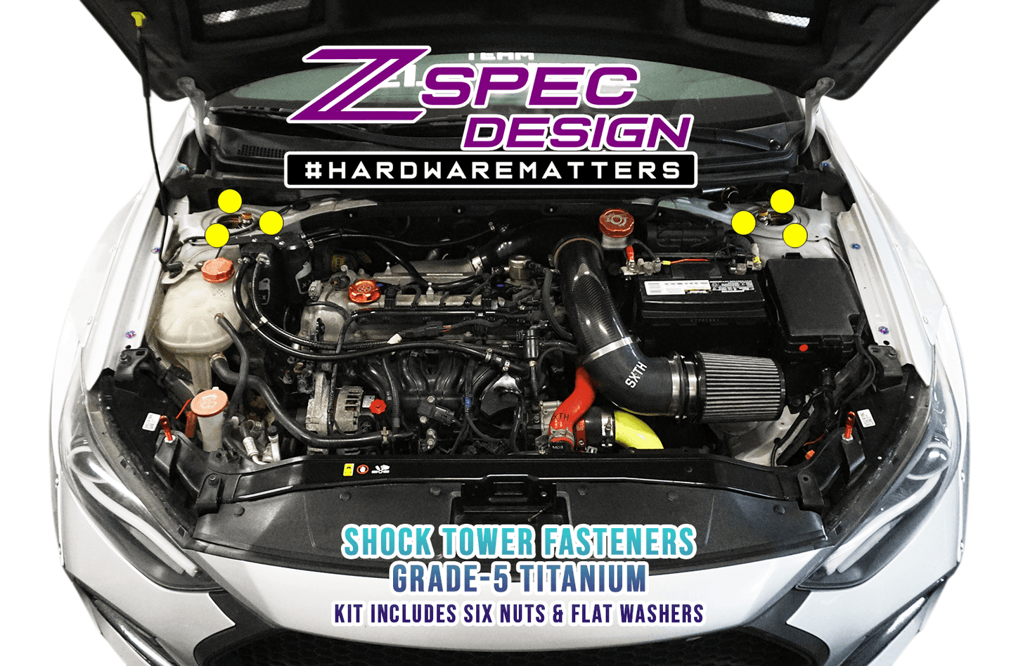 ZSPEC Shock Towers Dress Up Bolts® Fastener Kit for '17+ Hyundai Elantra, Titanium - Howling Moto